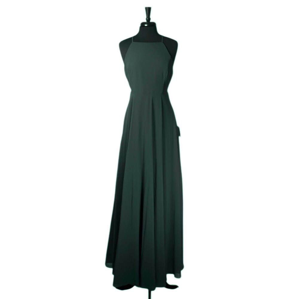 Lulus Women's Mythical Kind Of Love Maxi Dress Green Chiffon Sleeveless L NWT